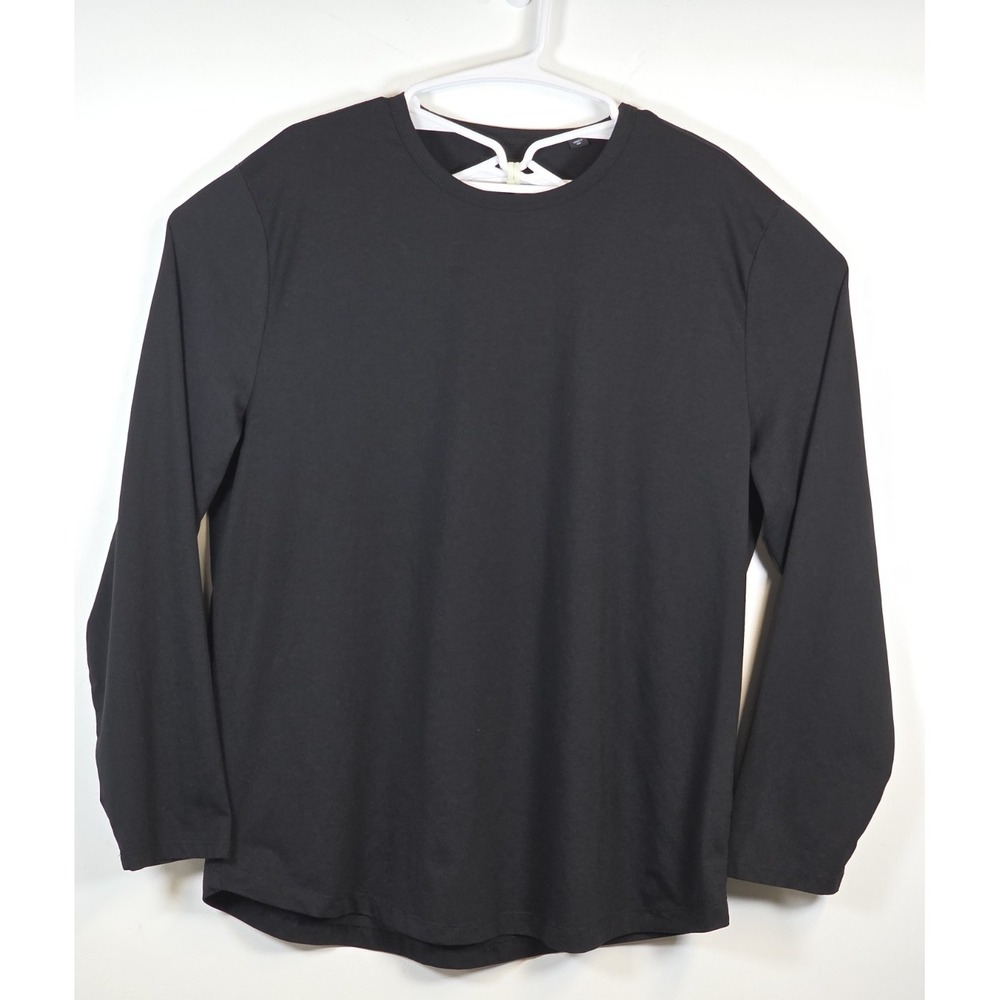 Cuts Mens XXL Curved Hem Long Sleeve T Shirt Black‎ Athletic Basic Crew Ne